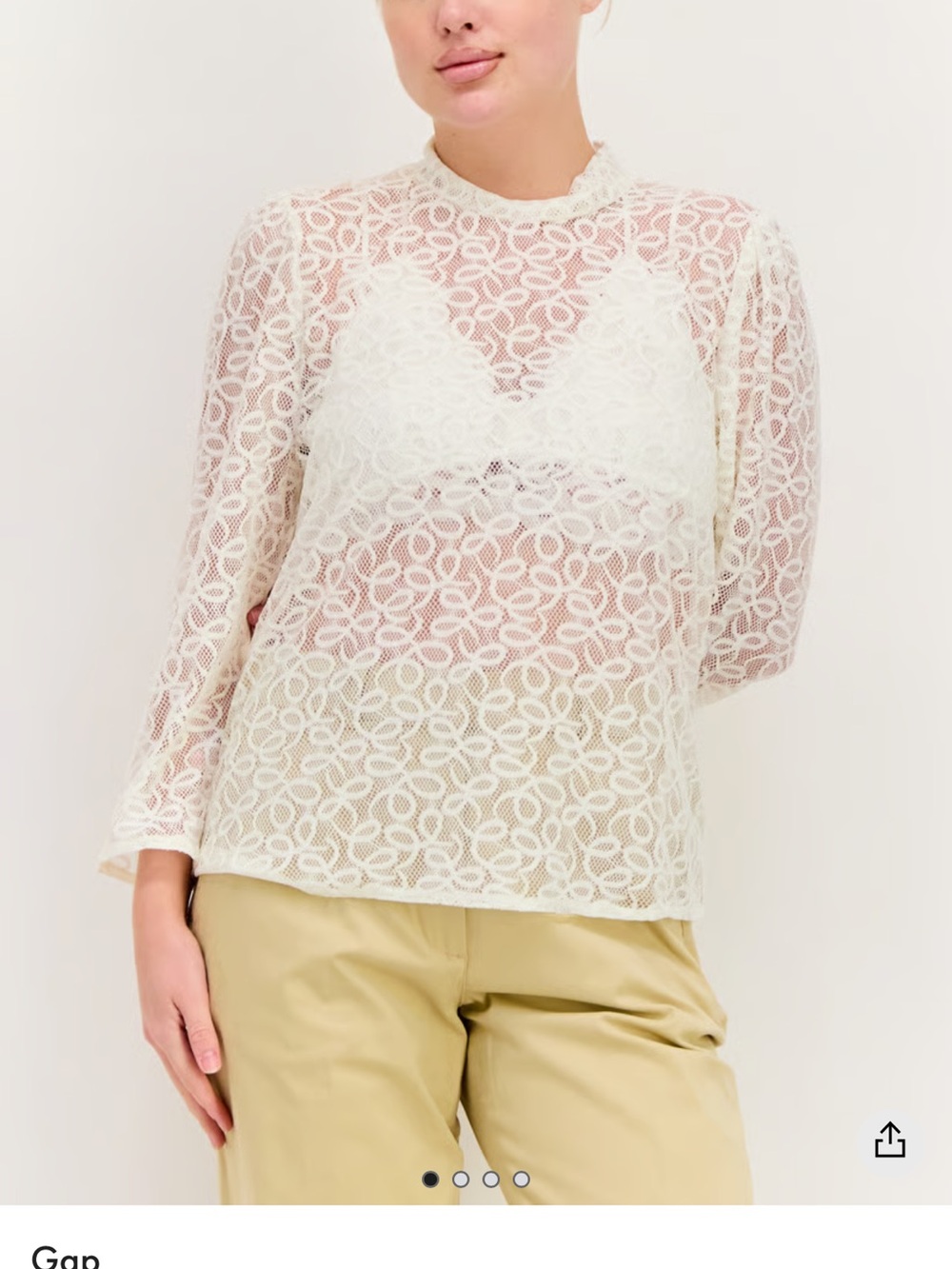 GAP Floral Lace Long-Sleeve Sheer Blouse